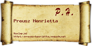 Preusz Henrietta névjegykártya